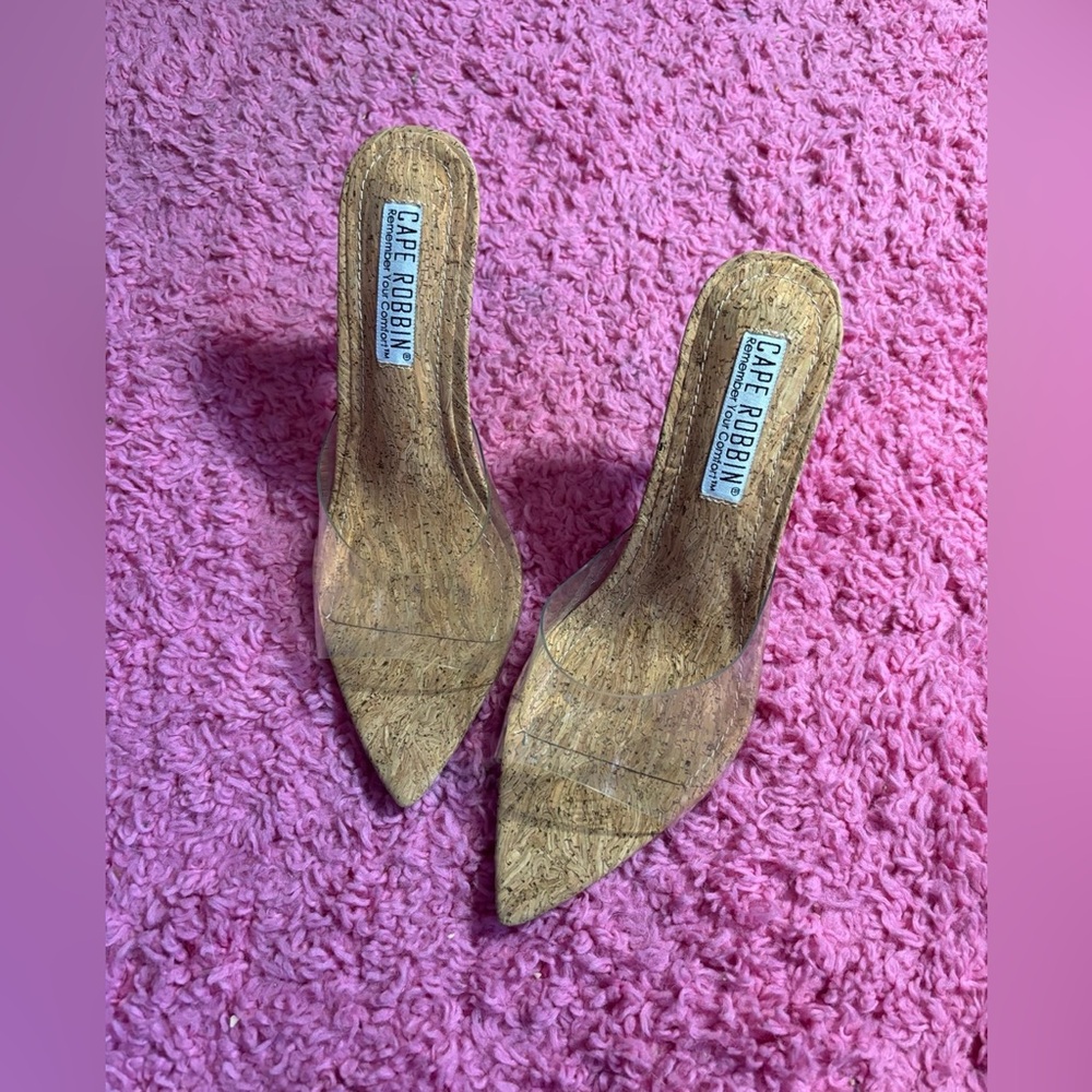 Cape Robbin Melrose Cork Mules Heels 6.5 Trendy cocktail sexy Summer Party Club